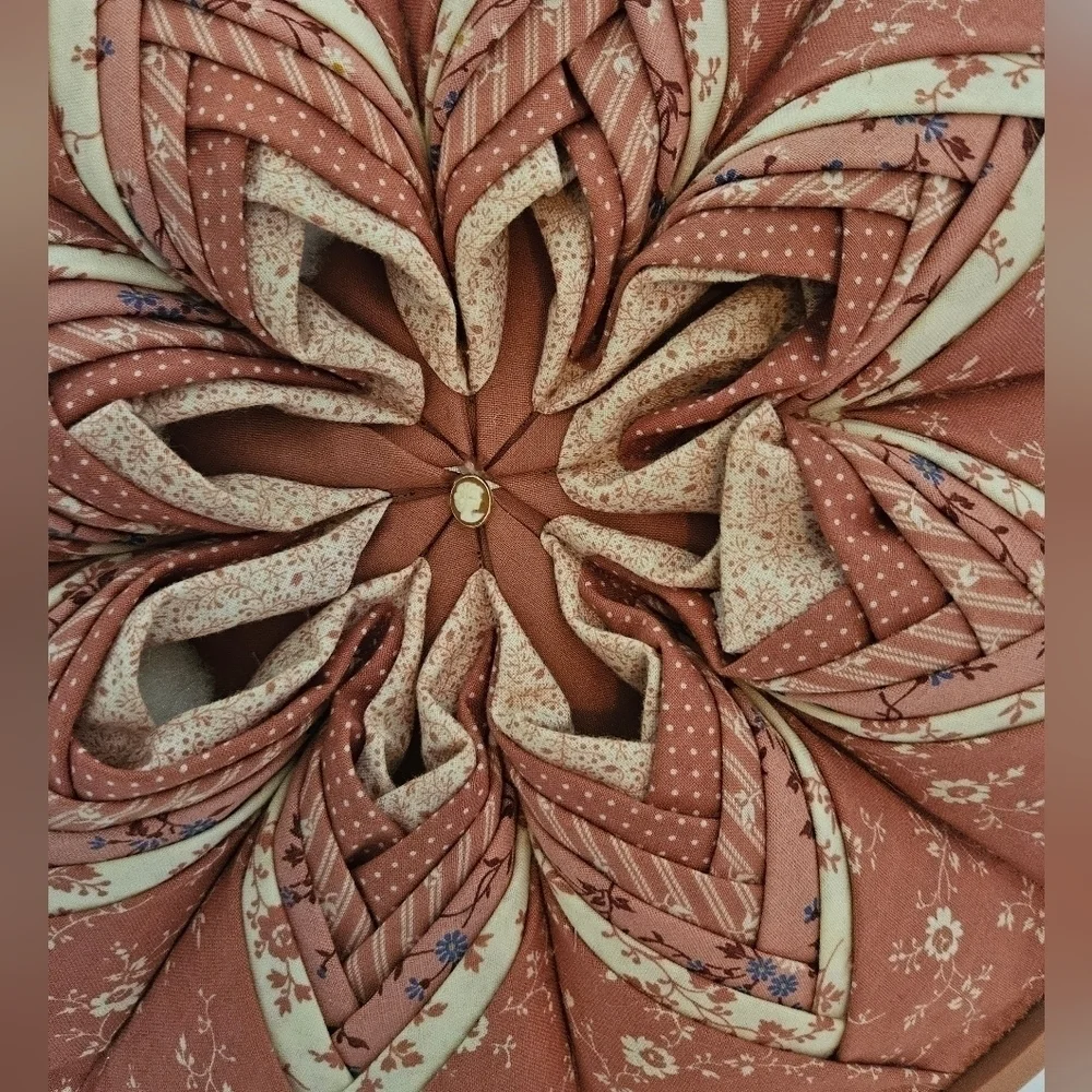 Handmade Upcycled Fabric Wall Art Pink Floral 10